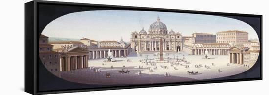 An Italian Micromosaic of St Peter's Piazza and Basilica-null-Framed Stretched Canvas