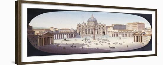 An Italian Micromosaic of St Peter's Piazza and Basilica-null-Framed Giclee Print