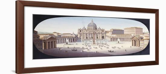 An Italian Micromosaic of St Peter's Piazza and Basilica-null-Framed Giclee Print