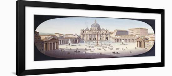 An Italian Micromosaic of St Peter's Piazza and Basilica-null-Framed Giclee Print