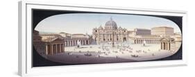 An Italian Micromosaic of St Peter's Piazza and Basilica-null-Framed Giclee Print