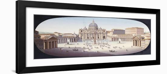 An Italian Micromosaic of St Peter's Piazza and Basilica-null-Framed Giclee Print