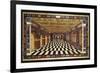 An Italian Pietre Dure Inlaid Marble Table Top Depicting an Interior Scene of a Receding Arcaded Ga-null-Framed Giclee Print