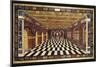 An Italian Pietre Dure Inlaid Marble Table Top Depicting an Interior Scene of a Receding Arcaded Ga-null-Mounted Giclee Print