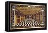 An Italian Pietre Dure Inlaid Marble Table Top Depicting an Interior Scene of a Receding Arcaded Ga-null-Framed Stretched Canvas