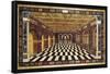 An Italian Pietre Dure Inlaid Marble Table Top Depicting an Interior Scene of a Receding Arcaded Ga-null-Framed Stretched Canvas