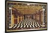 An Italian Pietre Dure Inlaid Marble Table Top Depicting an Interior Scene of a Receding Arcaded Ga-null-Stretched Canvas