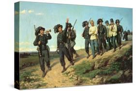An Italian Rifle Regiment Returning from a Reconnaissance Patrol, 1861-Silvestro Lega-Stretched Canvas