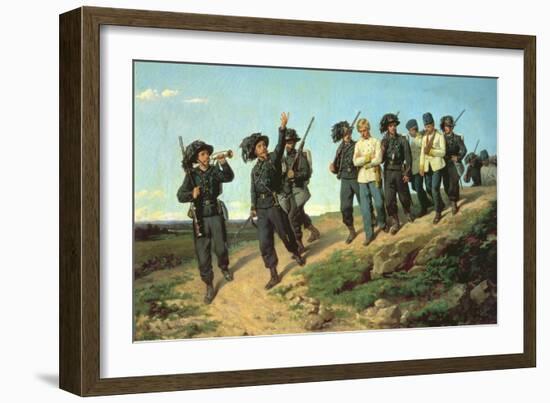 An Italian Rifle Regiment Returning from a Reconnaissance Patrol, 1861-Silvestro Lega-Framed Giclee Print