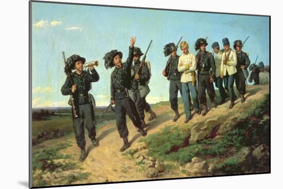 An Italian Rifle Regiment Returning from a Reconnaissance Patrol, 1861-Silvestro Lega-Mounted Giclee Print