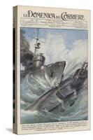 An Italian Torpedo Boat Heroically Rams and Sinks a British Submarine-Achille Beltrame-Stretched Canvas