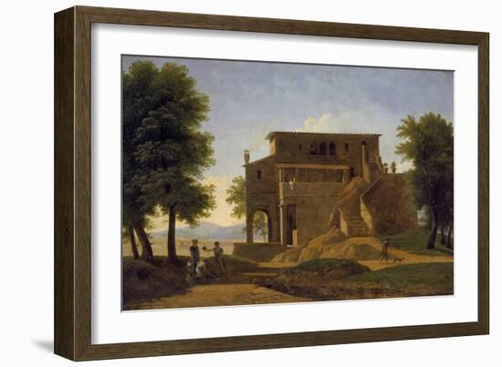 An Italian Villa with Figures, 19th Century-Jean Victor Bertin-Framed Giclee Print