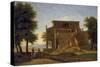 An Italian Villa with Figures, 19th Century-Jean Victor Bertin-Stretched Canvas