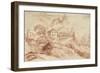 An Italian Village in a Mountainous Landscape (Red Chalk on Paper)-Francois Boucher-Framed Giclee Print