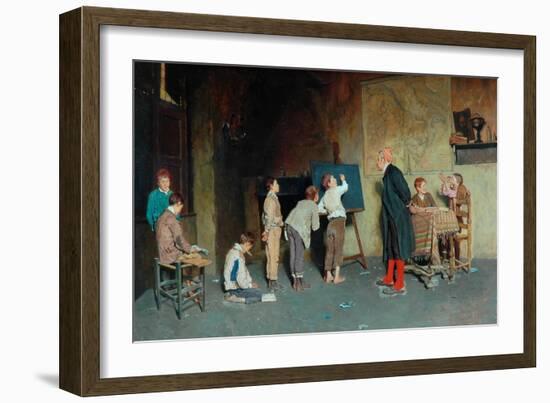 An Italian Village School, 1888-Giuseppe Costantini-Framed Giclee Print