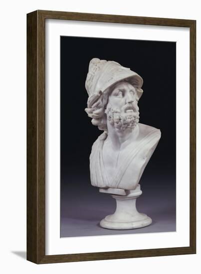 An Italian White Marble Bust of Ajax After the Antique, Second Half 19th Century-null-Framed Giclee Print