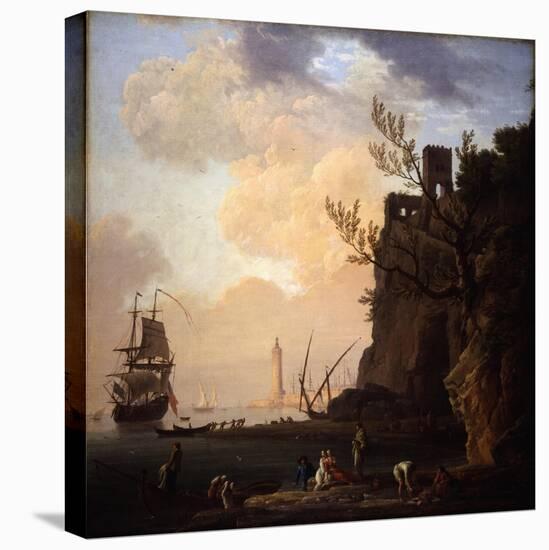 An Italianate Harbour Scene, 1749-Claude Joseph Vernet-Stretched Canvas