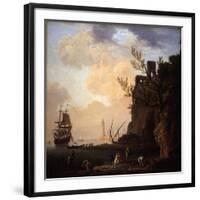 An Italianate Harbour Scene, 1749-Claude Joseph Vernet-Framed Giclee Print