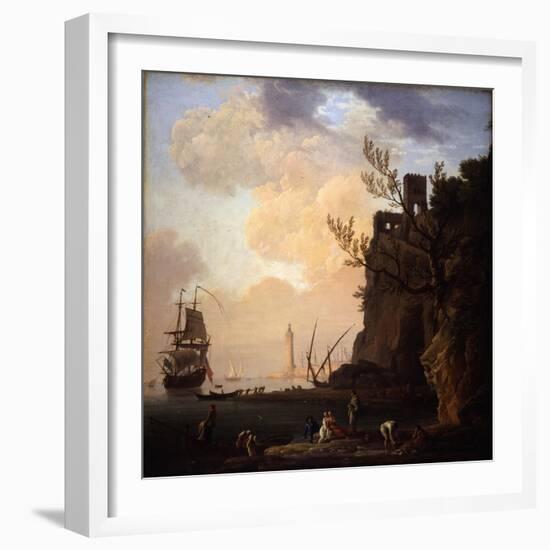 An Italianate Harbour Scene, 1749-Claude Joseph Vernet-Framed Premium Giclee Print