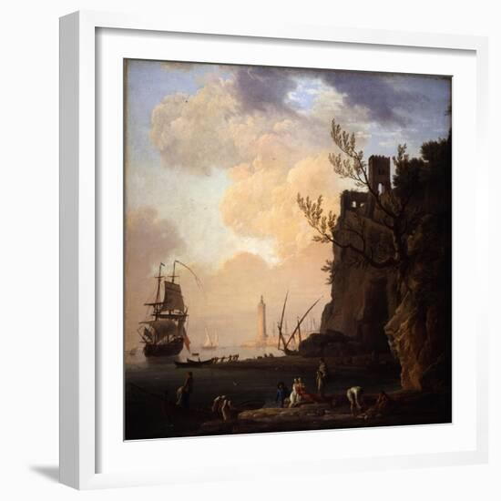 An Italianate Harbour Scene, 1749-Claude Joseph Vernet-Framed Giclee Print