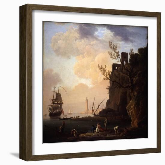 An Italianate Harbour Scene, 1749-Claude Joseph Vernet-Framed Giclee Print