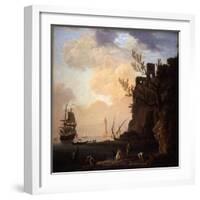 An Italianate Harbour Scene, 1749-Claude Joseph Vernet-Framed Giclee Print