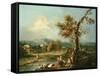 An Italianate River Landscape with Travellers-Francesco Zuccarelli-Framed Stretched Canvas