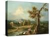 An Italianate River Landscape with Travellers-Francesco Zuccarelli-Stretched Canvas