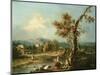 An Italianate River Landscape with Travellers-Francesco Zuccarelli-Mounted Giclee Print