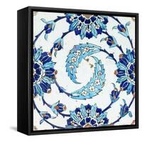 An Iznik Pottery Tile, with a Spiralling Floral Motif, Early 17th Century-null-Framed Stretched Canvas