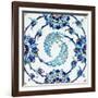 An Iznik Pottery Tile, with a Spiralling Floral Motif, Early 17th Century-null-Framed Giclee Print