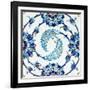 An Iznik Pottery Tile, with a Spiralling Floral Motif, Early 17th Century-null-Framed Giclee Print