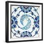 An Iznik Pottery Tile, with a Spiralling Floral Motif, Early 17th Century-null-Framed Giclee Print