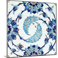 An Iznik Pottery Tile, with a Spiralling Floral Motif, Early 17th Century-null-Mounted Giclee Print