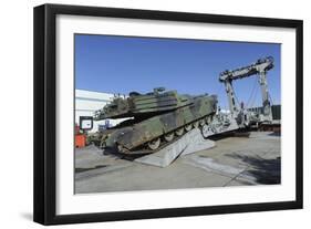 An M1A1 Abrams Tank Drives over an Advanced Light-Weight Ramp-null-Framed Photographic Print