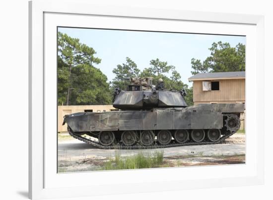 An M1A1 Abrams Tank Takes a Defensive Position on a Simulated Enemy Town-null-Framed Photographic Print