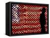 An Man Wearing a Cowboy Hat Walks Past an American Flag Light Display-Brandi Simons-Framed Stretched Canvas