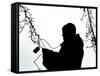 An Man Wires Christmas Lights-null-Framed Stretched Canvas