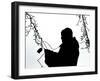 An Man Wires Christmas Lights-null-Framed Photographic Print