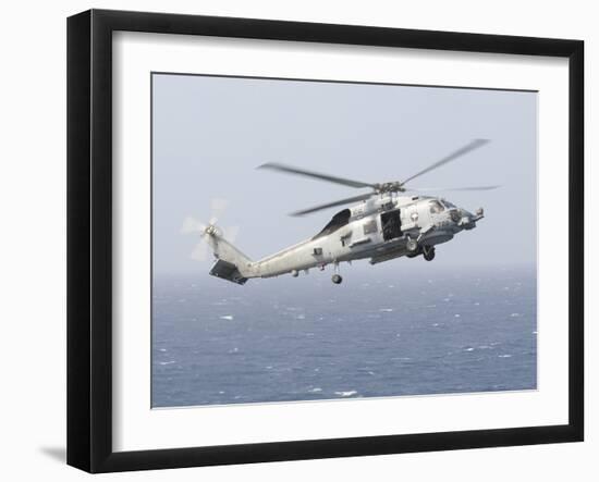 An Mh-60R Sea Hawk Helicopter Prepares to Land-null-Framed Photographic Print