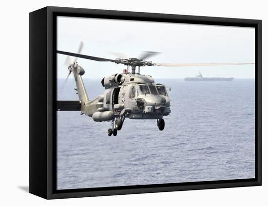 An MH-60R Seahawk Helicopter in Flight over the Pacific Ocean-Stocktrek Images-Framed Stretched Canvas