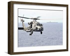 An MH-60R Seahawk Helicopter in Flight over the Pacific Ocean-Stocktrek Images-Framed Photographic Print