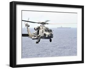 An MH-60R Seahawk Helicopter in Flight over the Pacific Ocean-Stocktrek Images-Framed Photographic Print