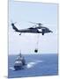 An Mh-60S Sea Hawk Helicopter Flying in Front of USS Gettysburg-null-Mounted Photographic Print