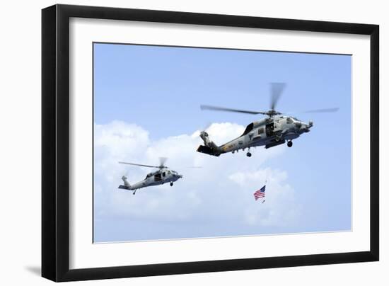 An Mh-60S Sea Hawk Helicopter Follows Behind an Mh-60R Sea Hawk-null-Framed Photographic Print