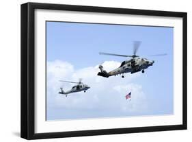 An Mh-60S Sea Hawk Helicopter Follows Behind an Mh-60R Sea Hawk-null-Framed Photographic Print