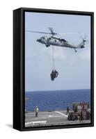 An Mh-60S Sea Hawk Picks Up Cargo from USNS Medgar Evers-null-Framed Stretched Canvas