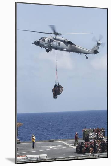 An Mh-60S Sea Hawk Picks Up Cargo from USNS Medgar Evers-null-Mounted Photographic Print