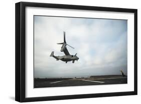 An MV-22 Osprey Is Guided onto the Flight Deck of USS Boxer-null-Framed Photographic Print