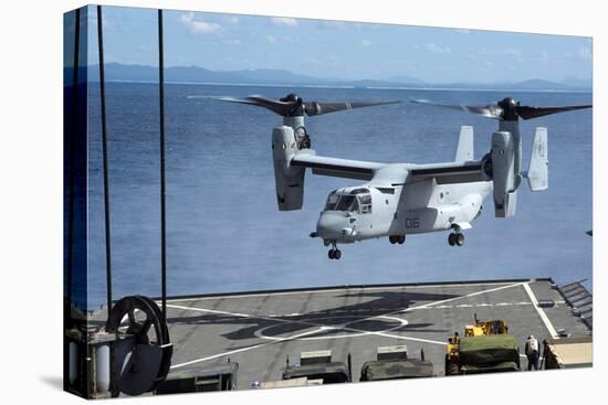 An MV-22 Osprey Lands on the Flight Deck of USS Germantown-null-Stretched Canvas